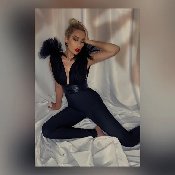 BRAND NEW/ Tulle Top Bandage Jumpsuit - Picture 5 of 7